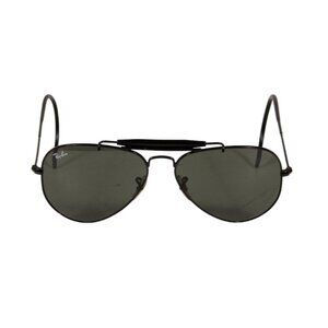 Ray Ban Outdoorsman Aviator Sunglasses Black L9500 Round Grey Lense Shades